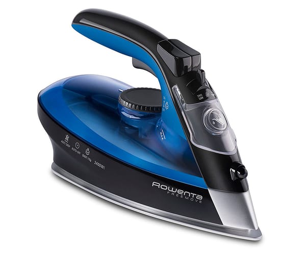 ROWENTA DE5010 FREEMOVE AZUL NEGRO PLANCHA DE VAPOR INALÁMBRICA 2400W CON TECNOLOGÍA DE CARGA INTELIGENTE MICROSTEAM 400 LÁSER