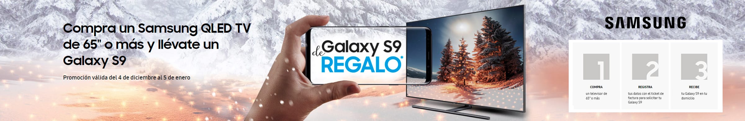 Compra un Samsung QLED TV de 65" o más y llévate un Galaxy S9. Compra un Samsung QLED TV de 65" o más y llévate un Galaxy S9.